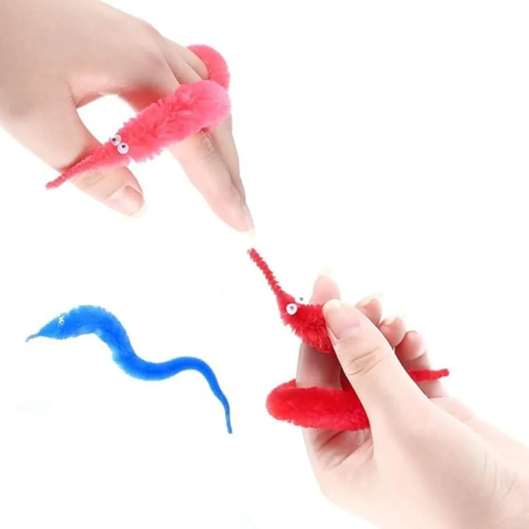 2024's Fuzzy Worm Toy for Kids, Worm on a String-1 (Random colors will be sent)