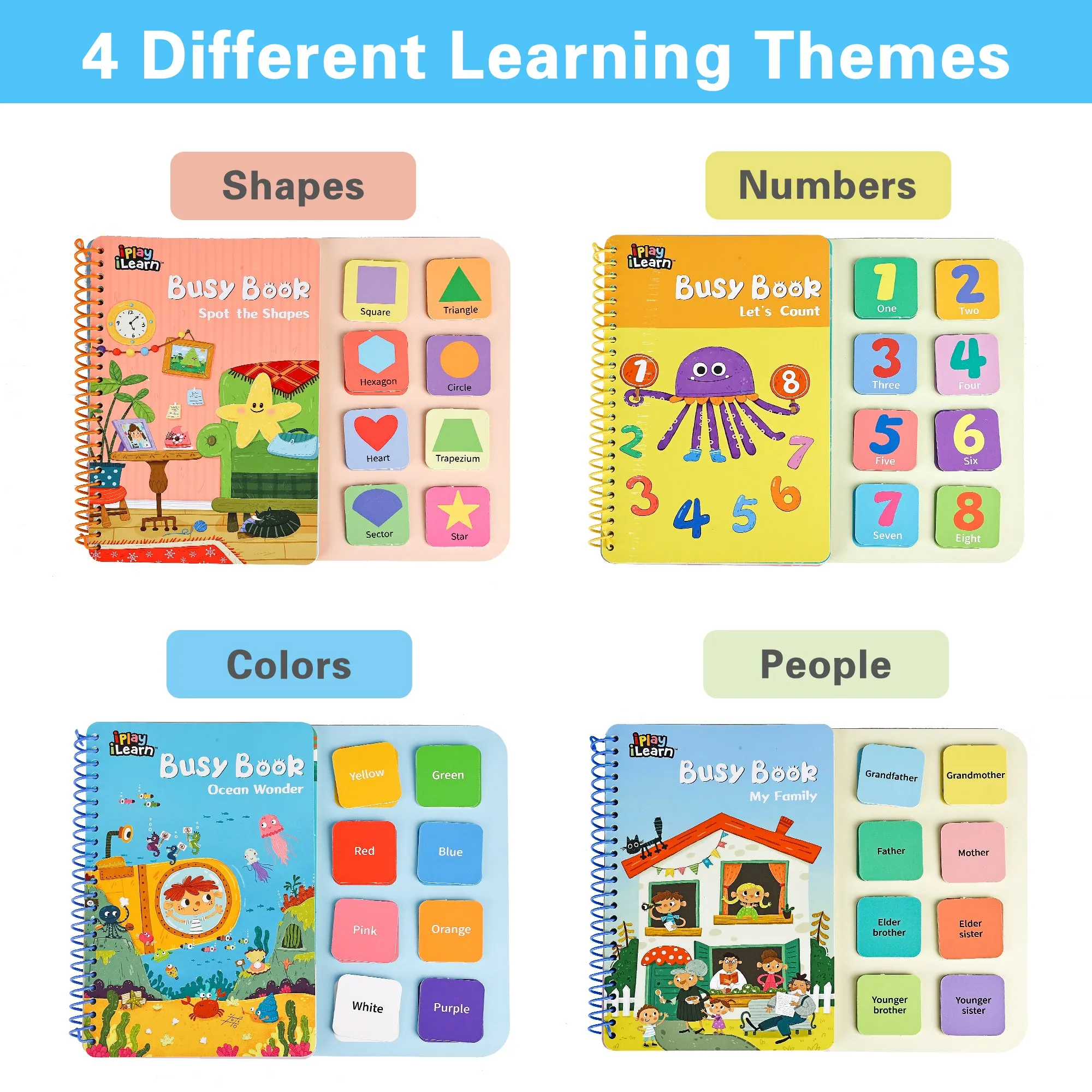 4pcs Kids Busy Learning Books, Perschool Educational Busybooks