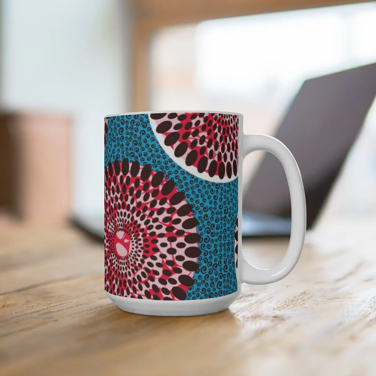 African Print Kingfisher Large 15oz Coffee Mug