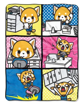 Aggretsuko Typical Monday Split Personality Squares Super Plush Throw Blanket