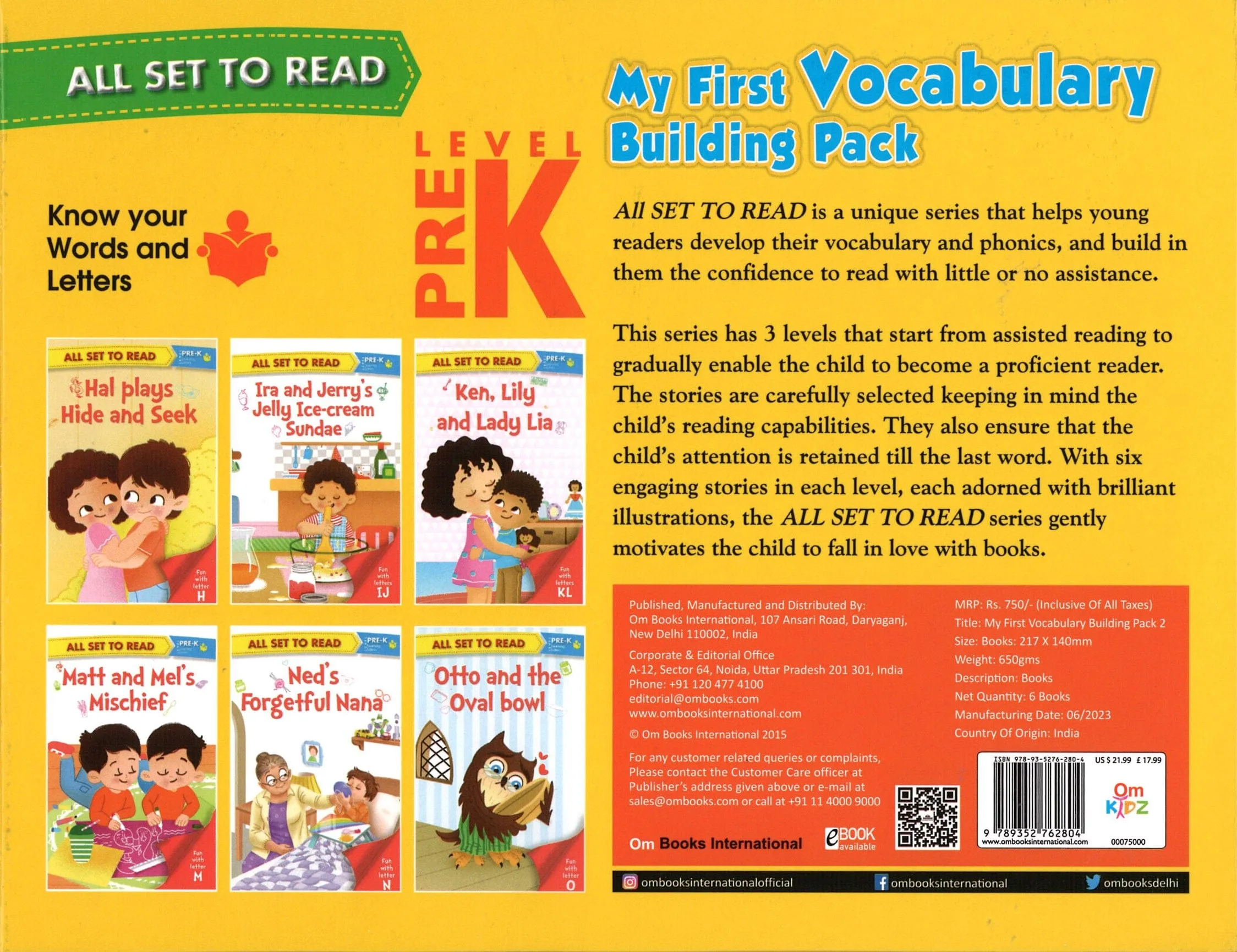 All Set To Read: My First Vocabulary Building pack, PreK- Know Your Words and Letters Pack 2