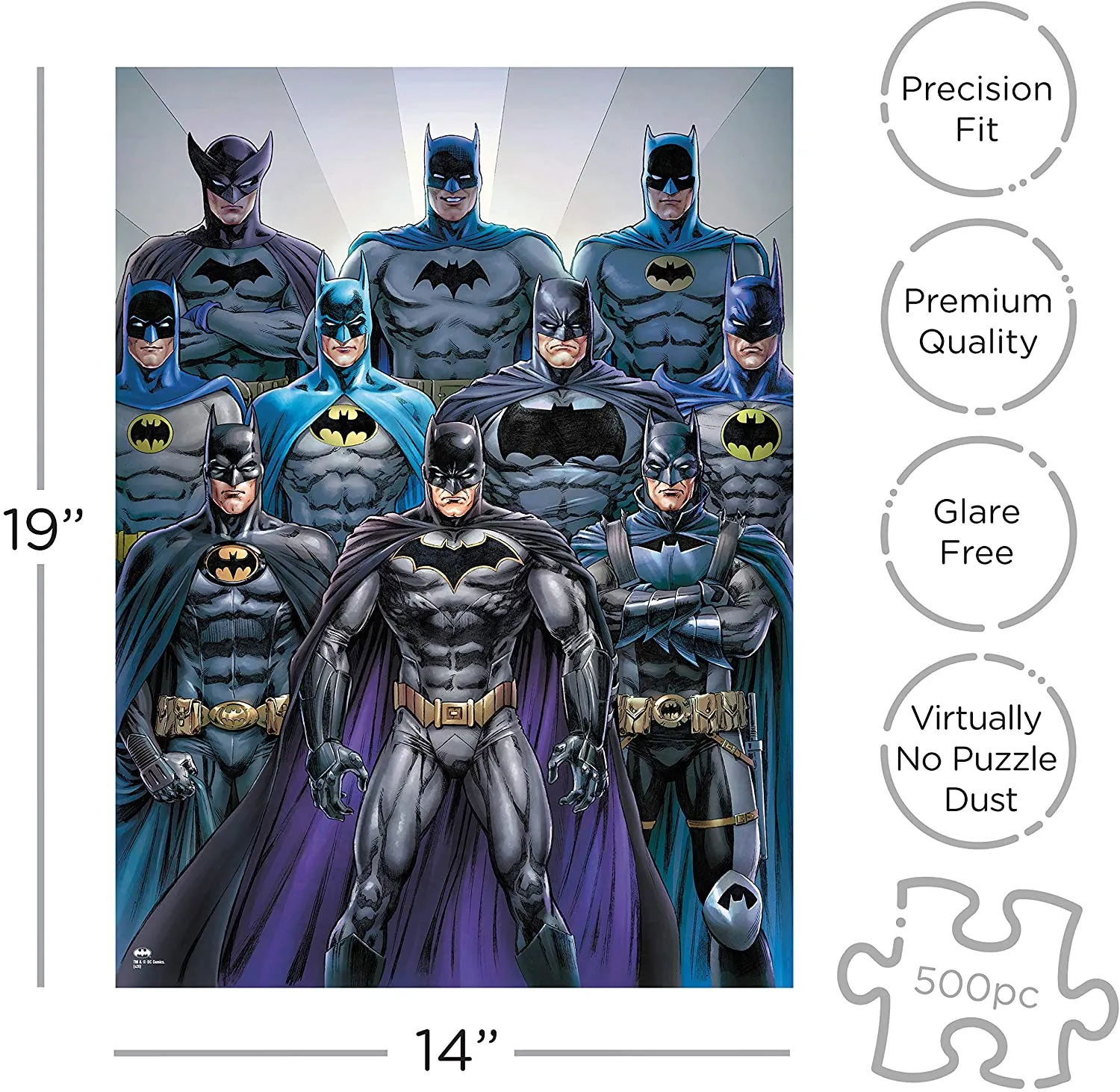 AQUARIUS DC Comics Batman Batsuits Puzzle (500 Piece Jigsaw Puzzle) - Glare Free - Precision Fit - Virtually No Puzzle Dust - Officially Licensed DC Comics Merchandise & Collectibles - 14 x 19 Inches