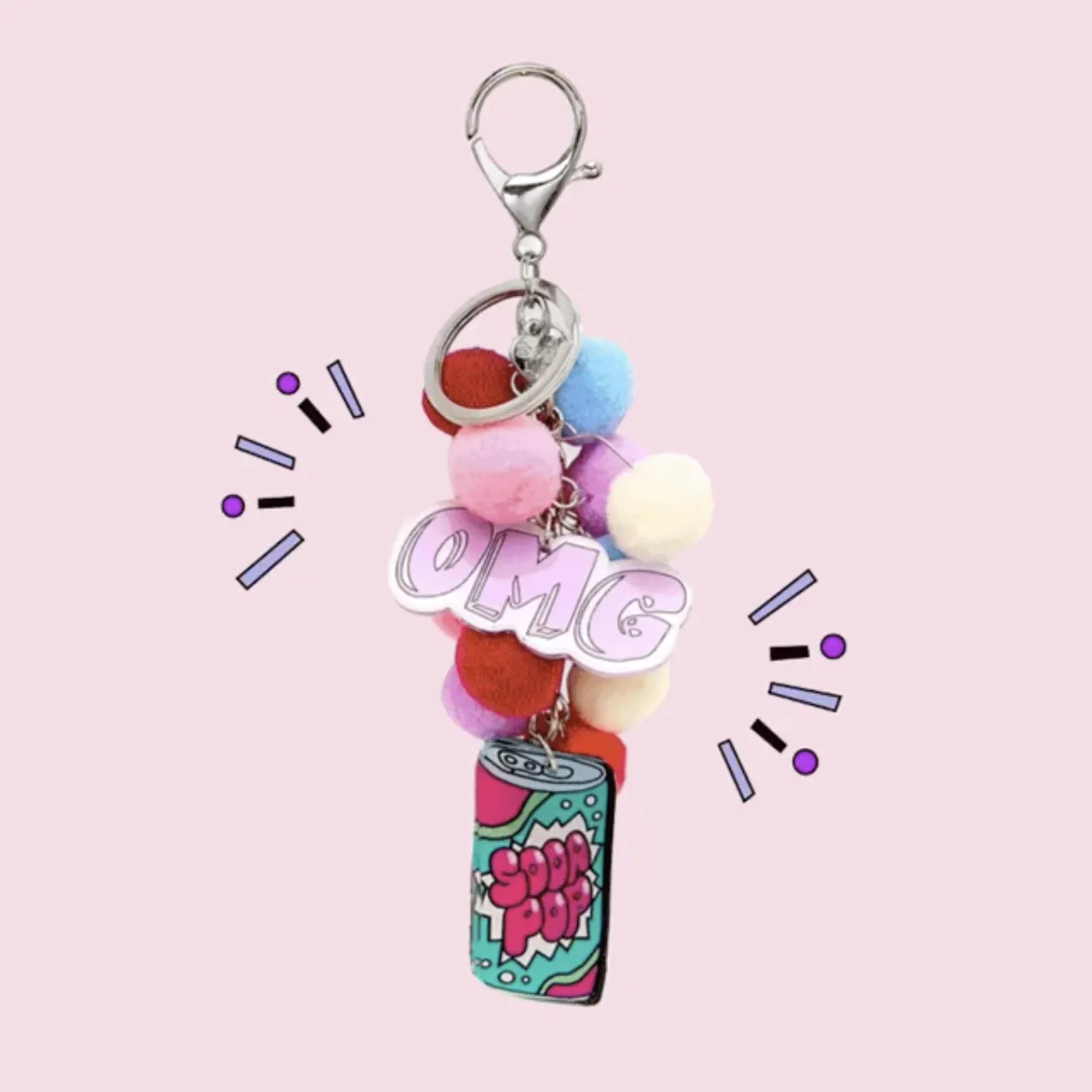 Bari Lynn Pom Pom Keychains