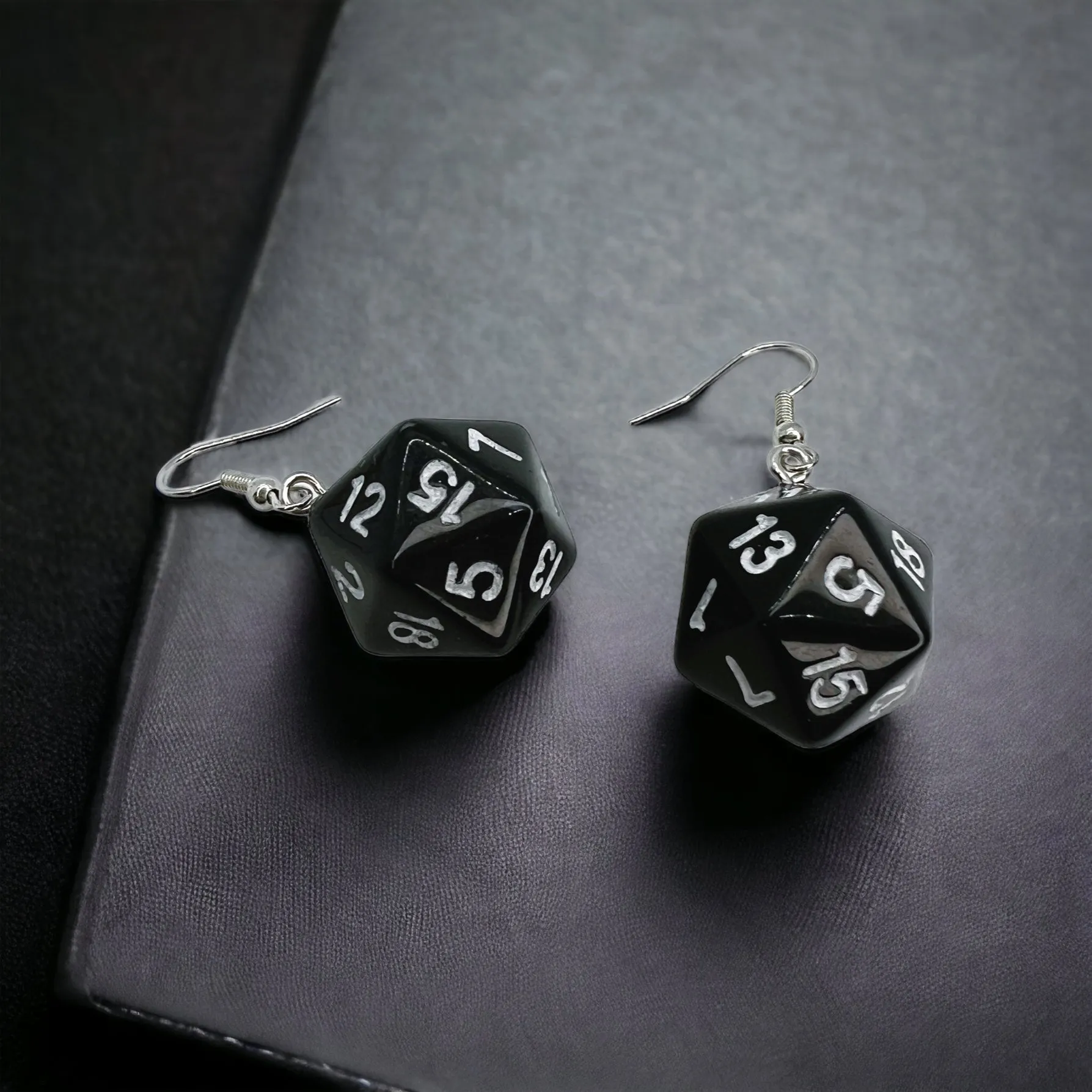 Black Dice Earrings - Dice Accessories, Handmade Earrings, Gaming Accessories, Gambling Earrings