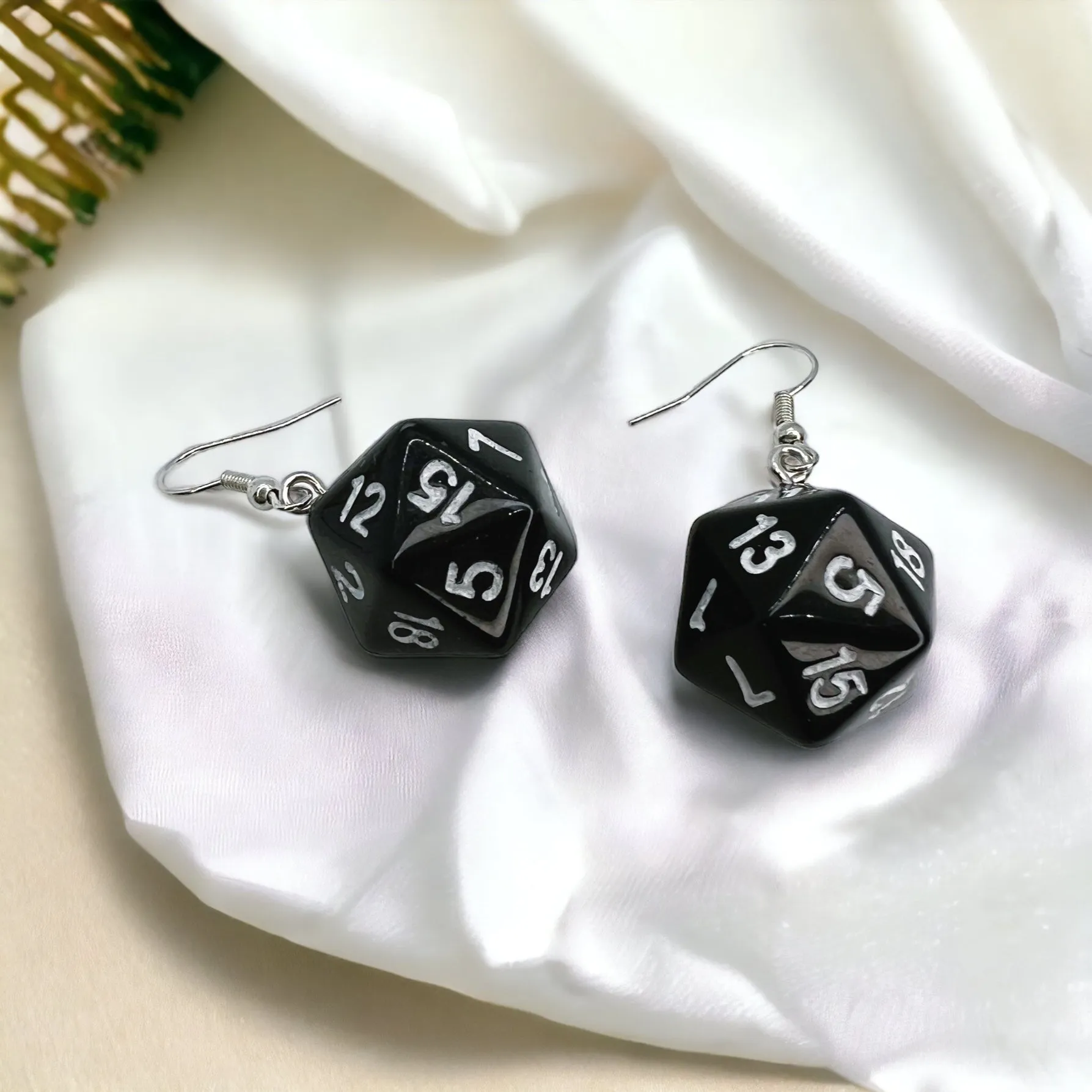 Black Dice Earrings - Dice Accessories, Handmade Earrings, Gaming Accessories, Gambling Earrings