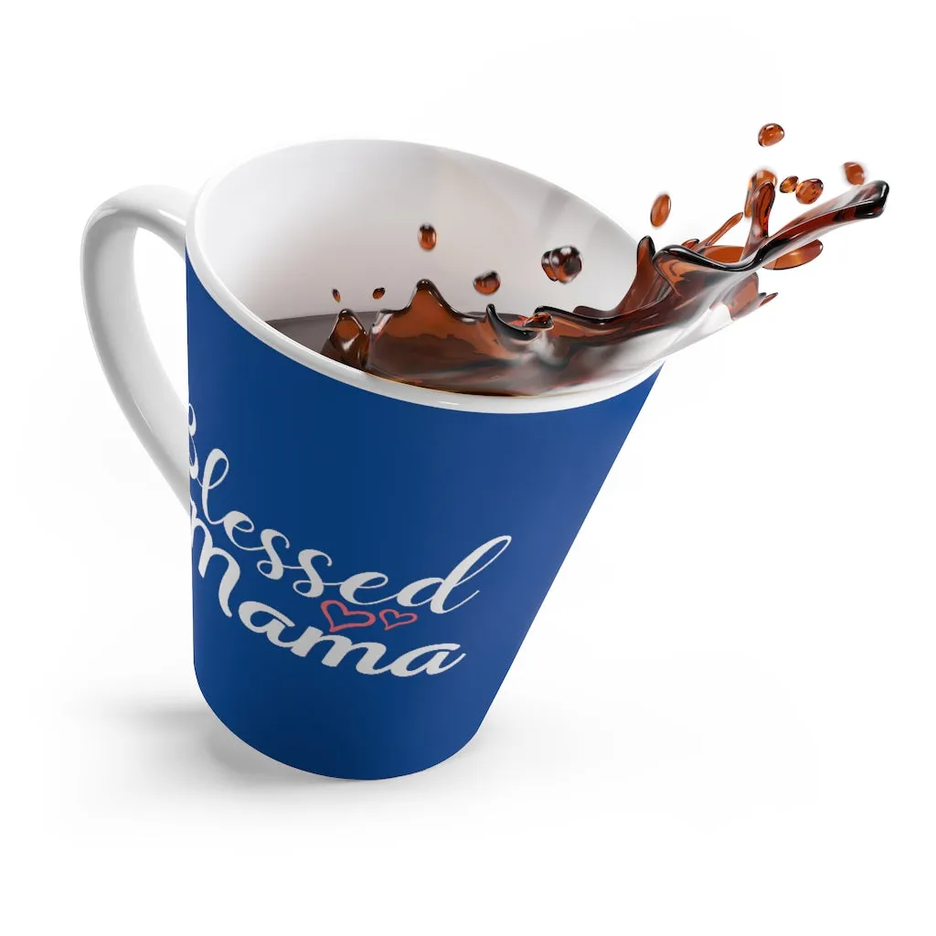 Blessed Mama Hearts Royal Blue Latte Mug (12 oz.)