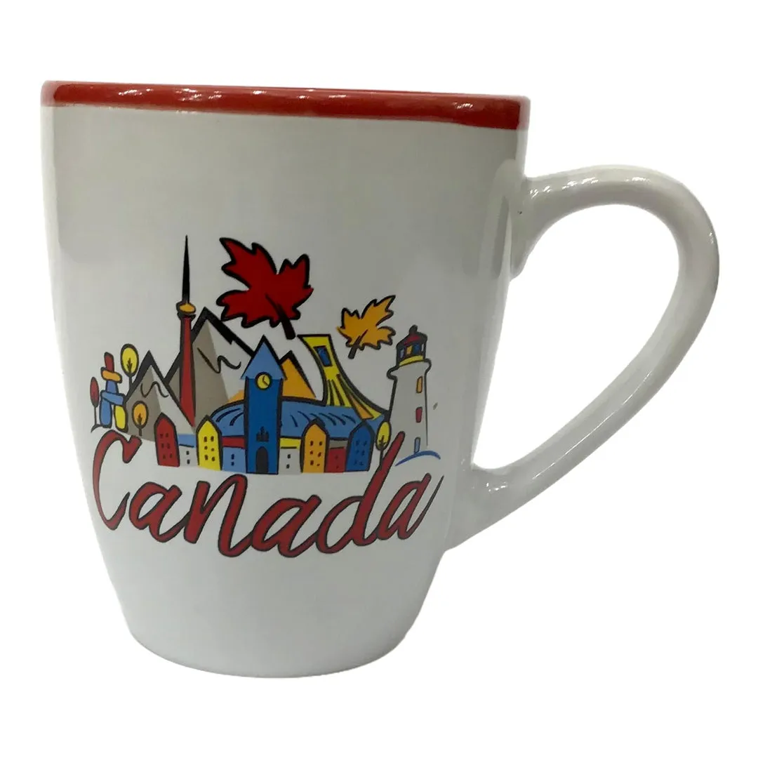 CANADA SCENE PAINTING PRINT RED AND WHITE 11 OZ CUP