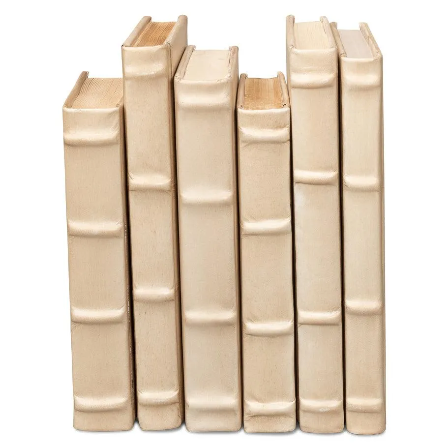 Cream Leather Bound Decorative Books