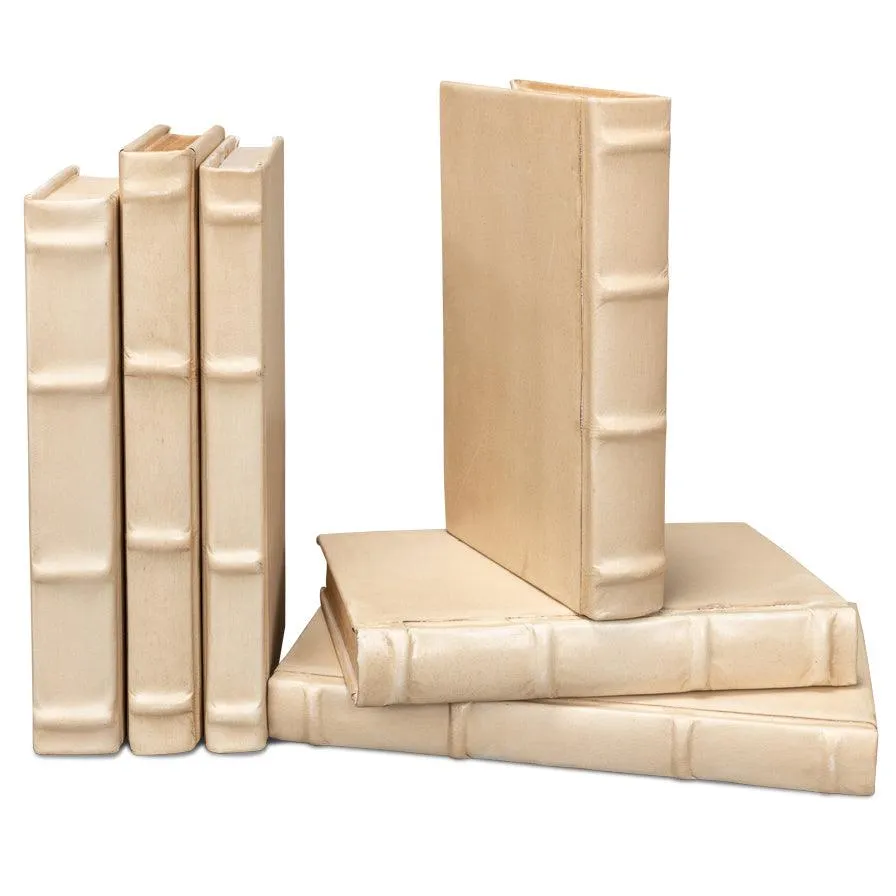 Cream Leather Bound Decorative Books