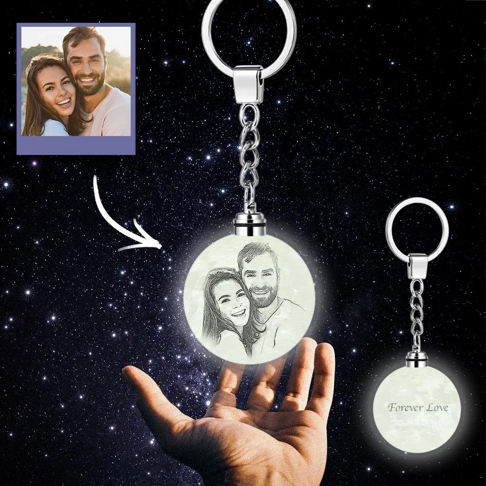 Custom 3D Printed Photo Moon Lamp Keychain