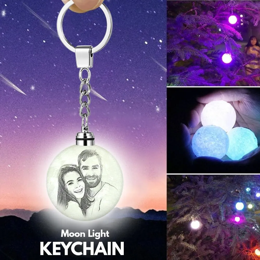 Custom 3D Printed Photo Moon Lamp Keychain