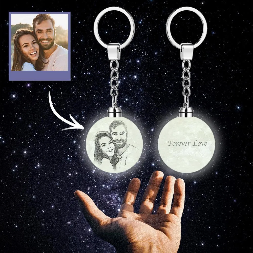 Custom 3D Printed Photo Moon Lamp Keychain