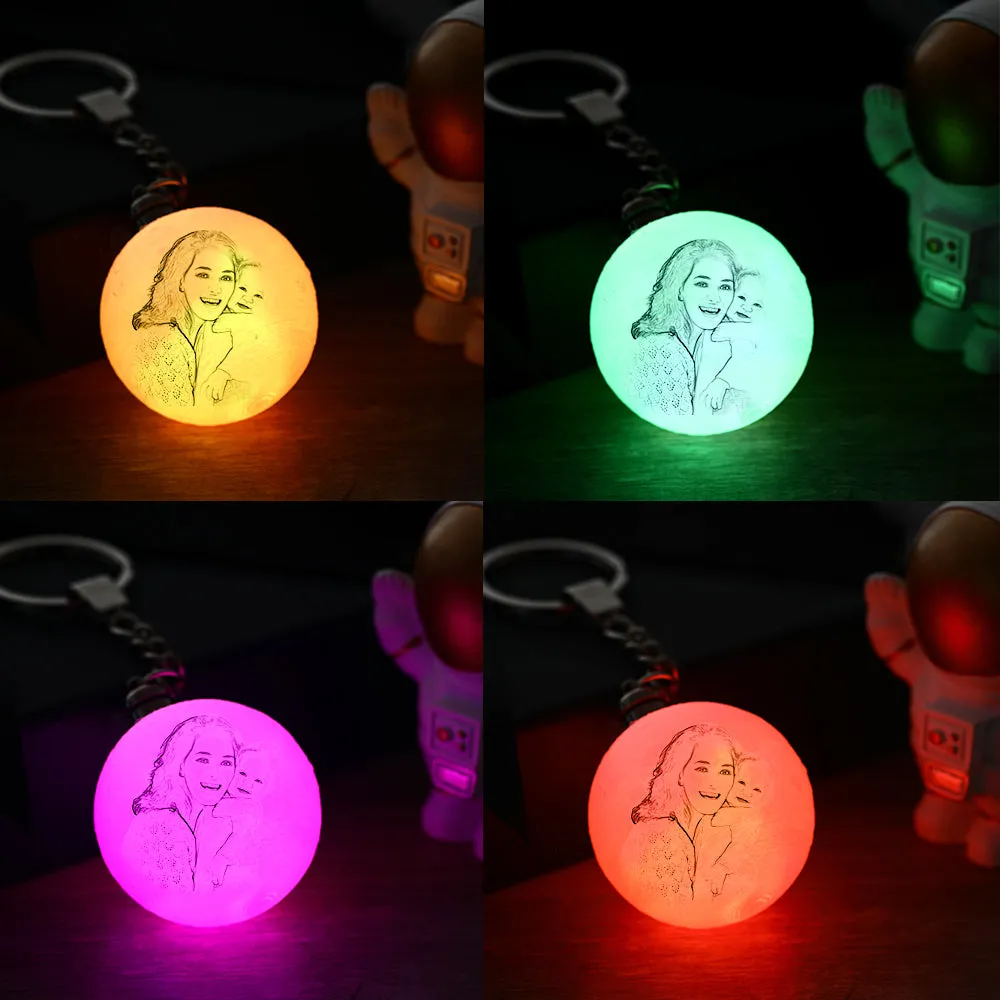 Custom 3D Printed Photo Moon Lamp Keychain