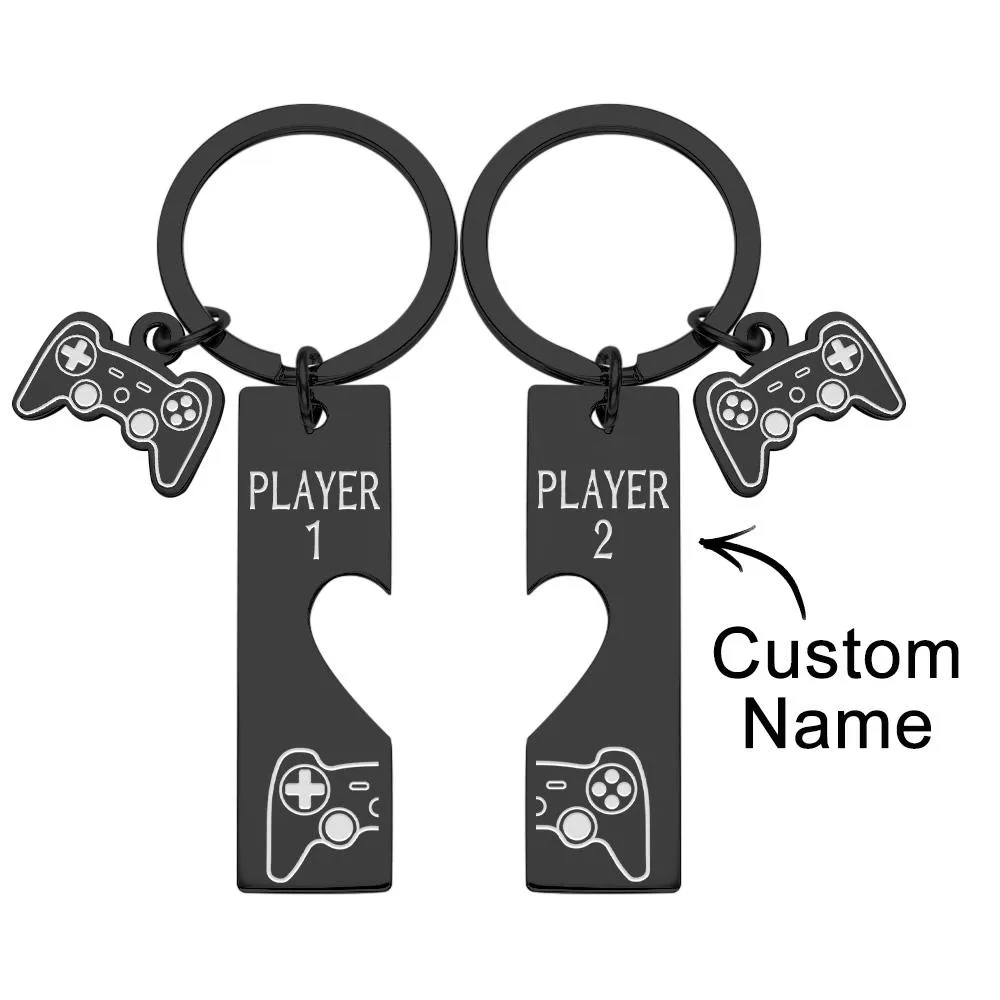 Custom Engraved Keychain Game Console in Pairs Funny Couple Gifts