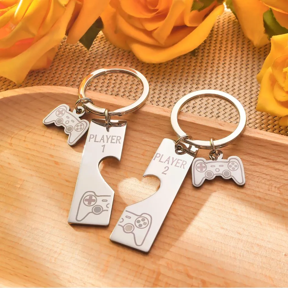 Custom Engraved Keychain Game Console in Pairs Funny Couple Gifts