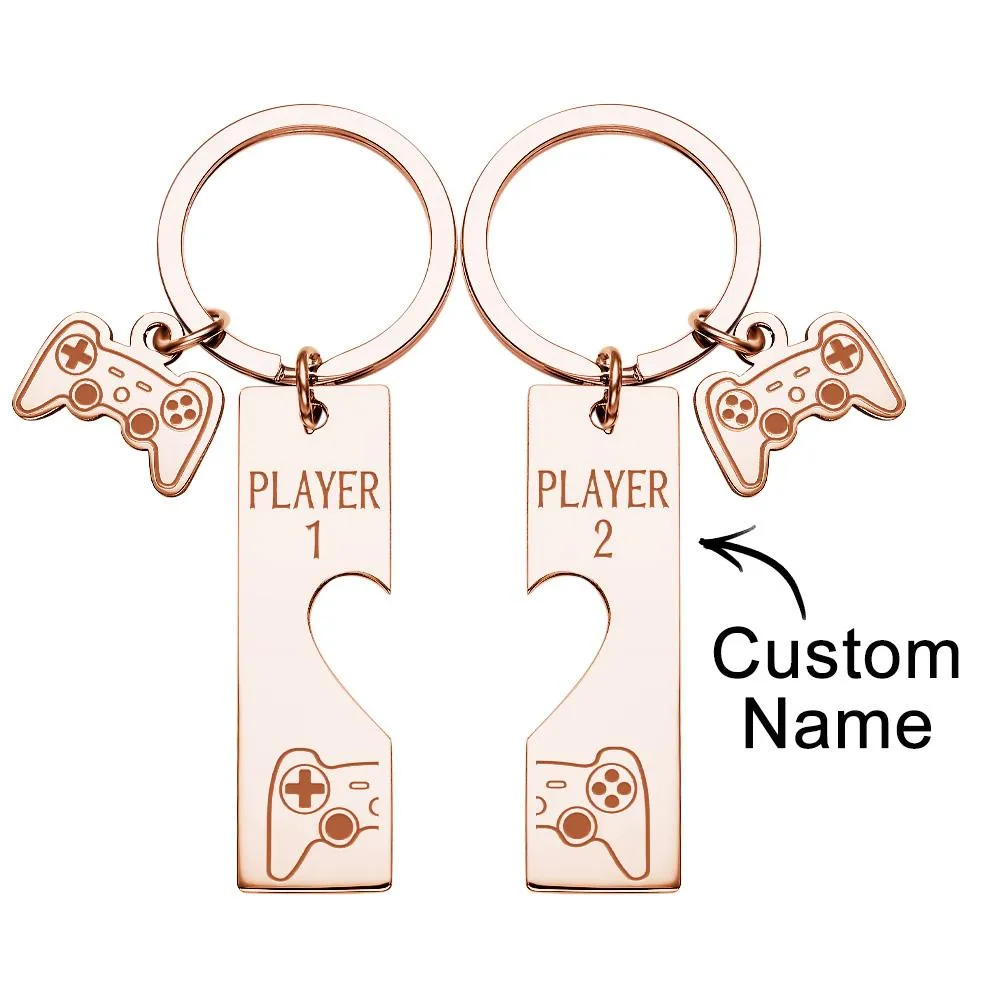 Custom Engraved Keychain Game Console in Pairs Funny Couple Gifts