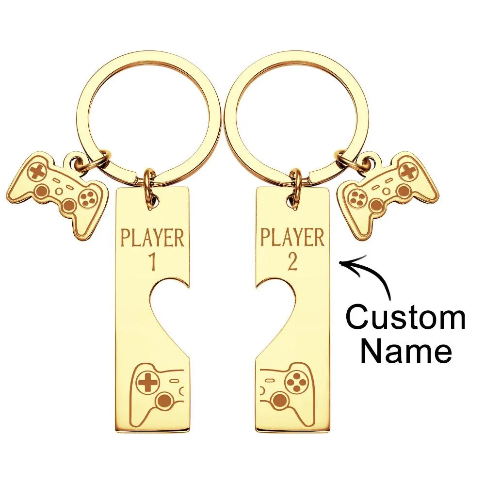 Custom Engraved Keychain Game Console in Pairs Funny Couple Gifts