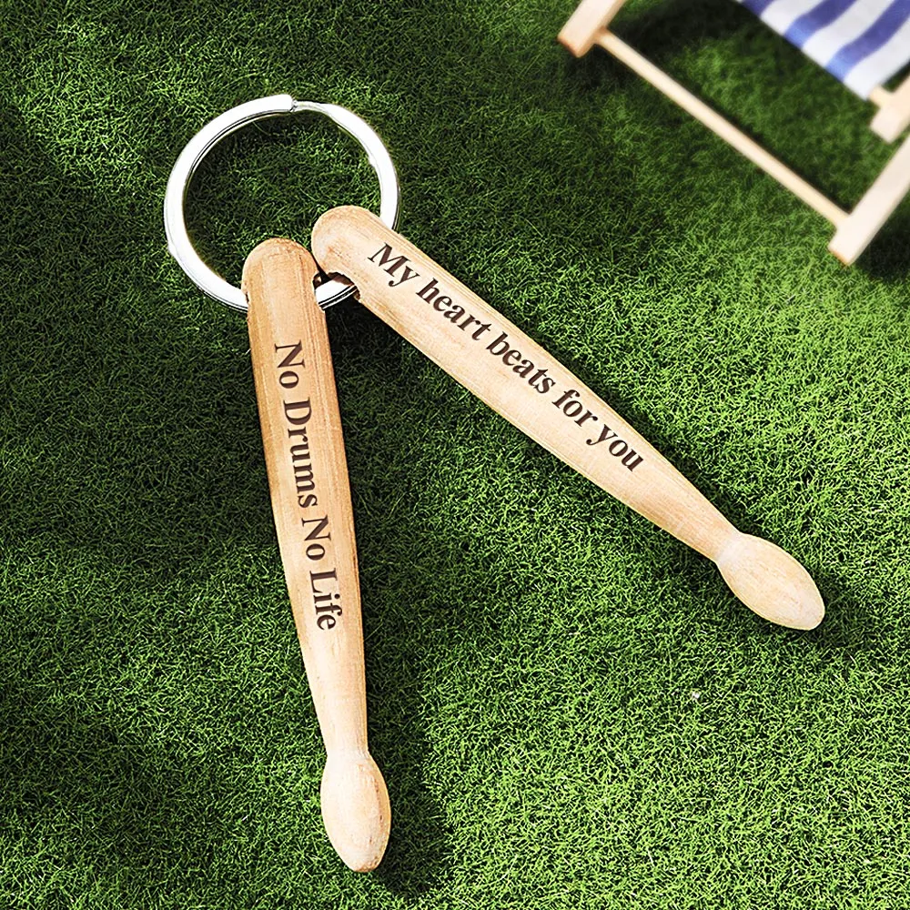 Custom Engraved Keychain Personalized Wooden Drumstick Keychain Creative Gift for Drummers