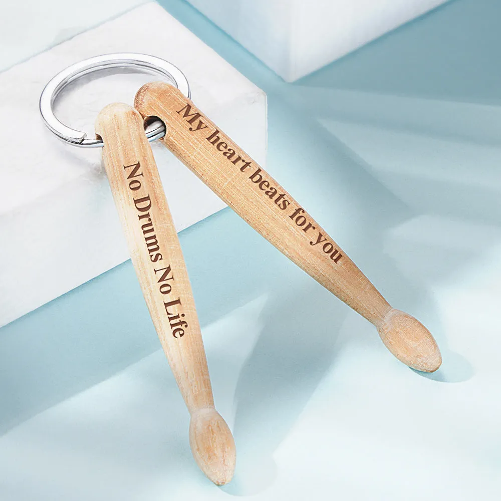 Custom Engraved Keychain Personalized Wooden Drumstick Keychain Creative Gift for Drummers