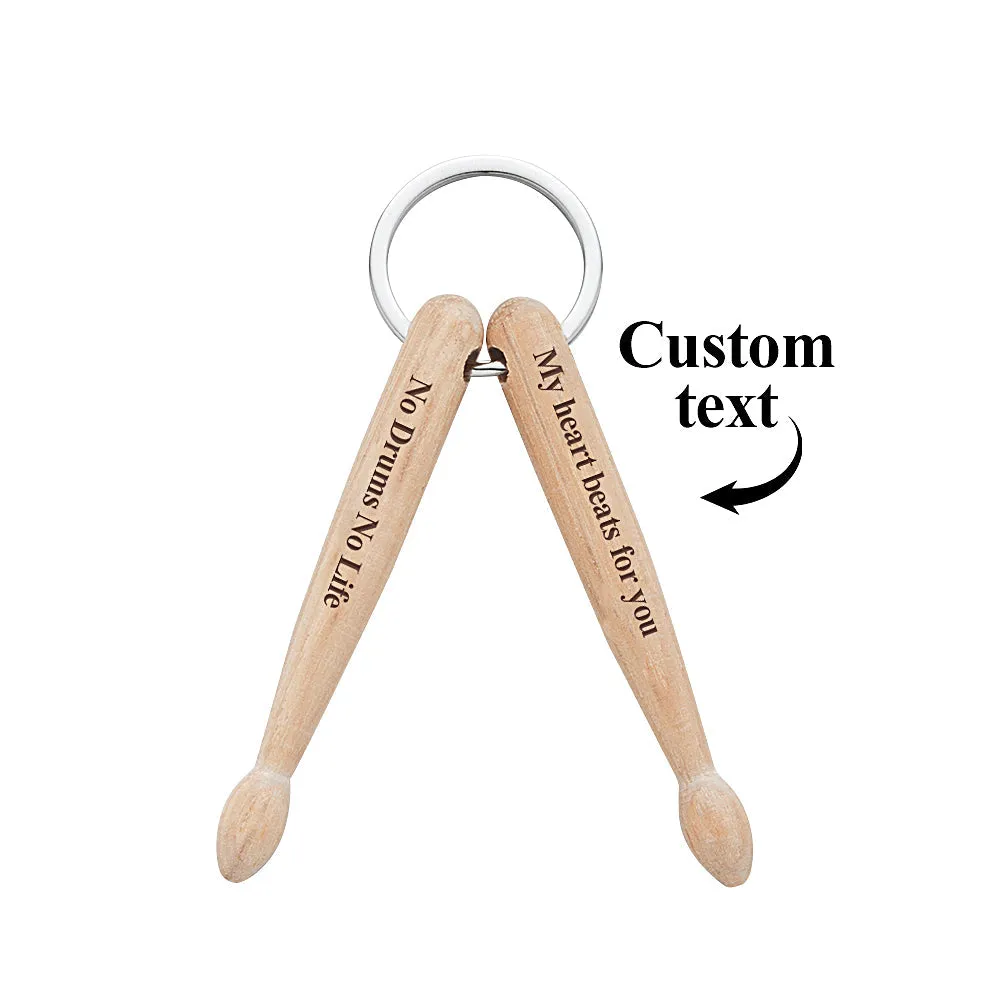 Custom Engraved Keychain Personalized Wooden Drumstick Keychain Creative Gift for Drummers