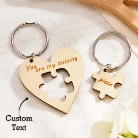 Custom Engraved Keychains Puzzle Love Wooden Gifts