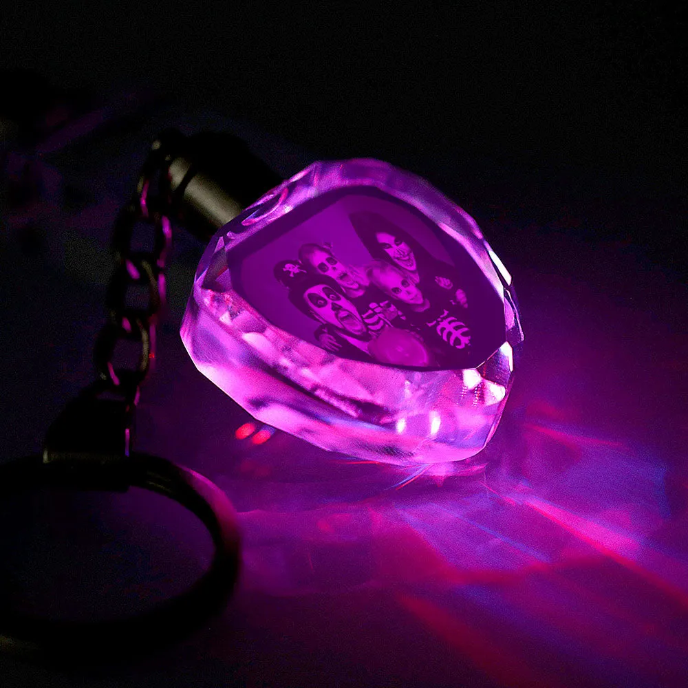 Custom Photo Heart Shaped Crystal LED Light Keychain