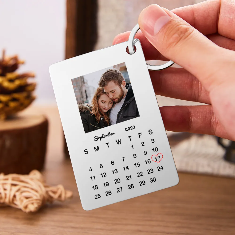 Custom Photo Keychain Calendar Keychain Personalized Keychain Wedding Anniversary Gift