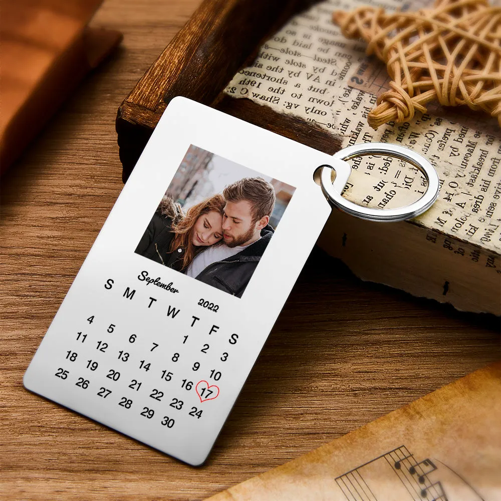 Custom Photo Keychain Calendar Keychain Personalized Keychain Wedding Anniversary Gift