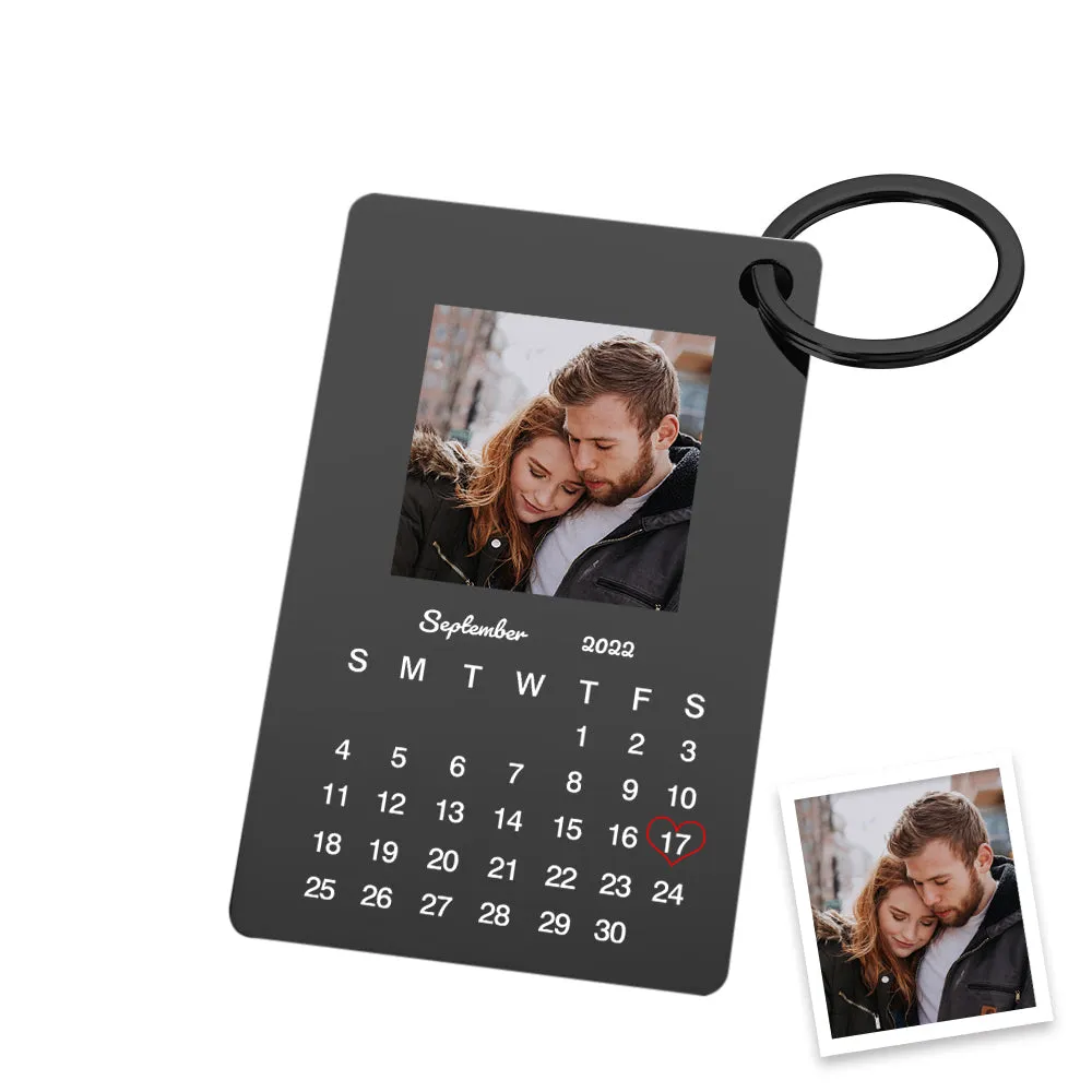 Custom Photo Keychain Calendar Keychain Personalized Keychain Wedding Anniversary Gift