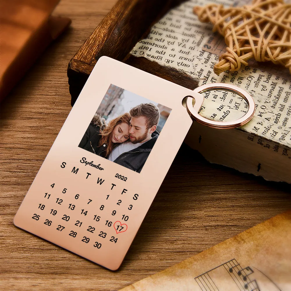 Custom Photo Keychain Calendar Keychain Personalized Keychain Wedding Anniversary Gift