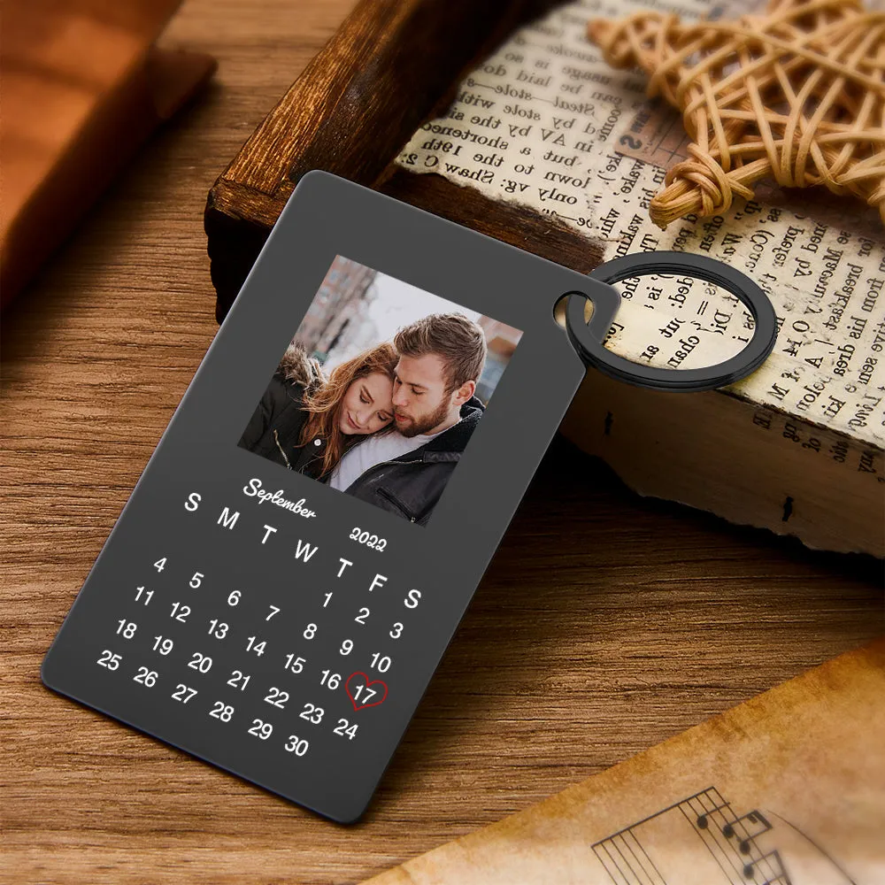 Custom Photo Keychain Calendar Keychain Personalized Keychain Wedding Anniversary Gift