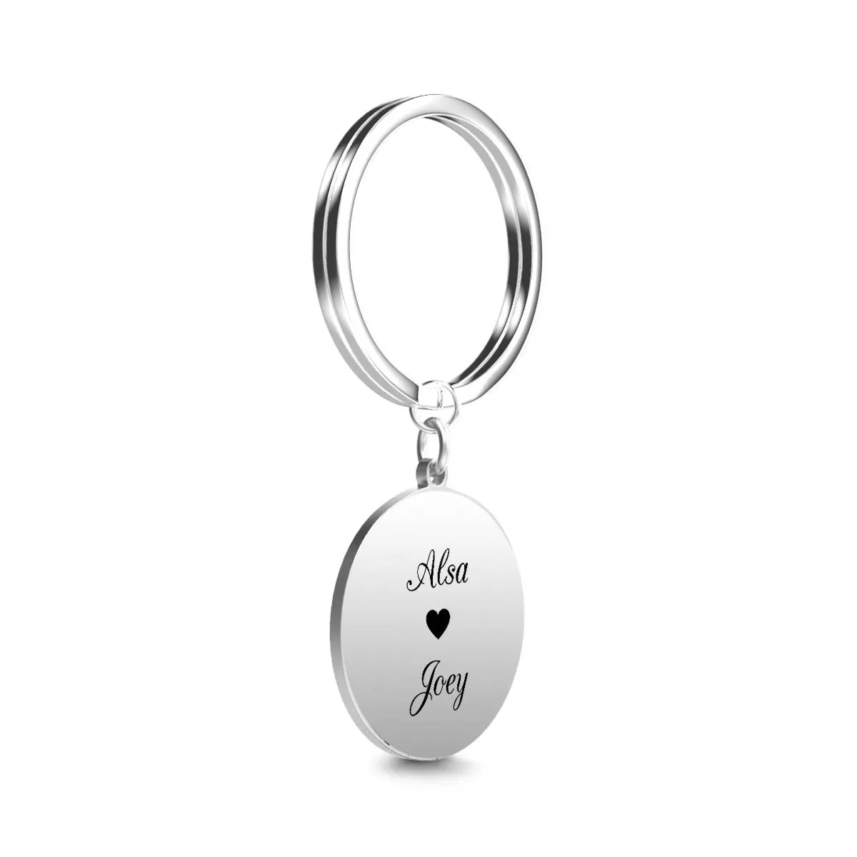 Custom Round Engraved Double Fingerprint Keychain