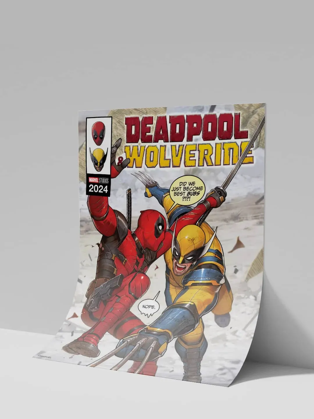 Deadpool Wolverine Fight A3 Cardpaper Wall Poster