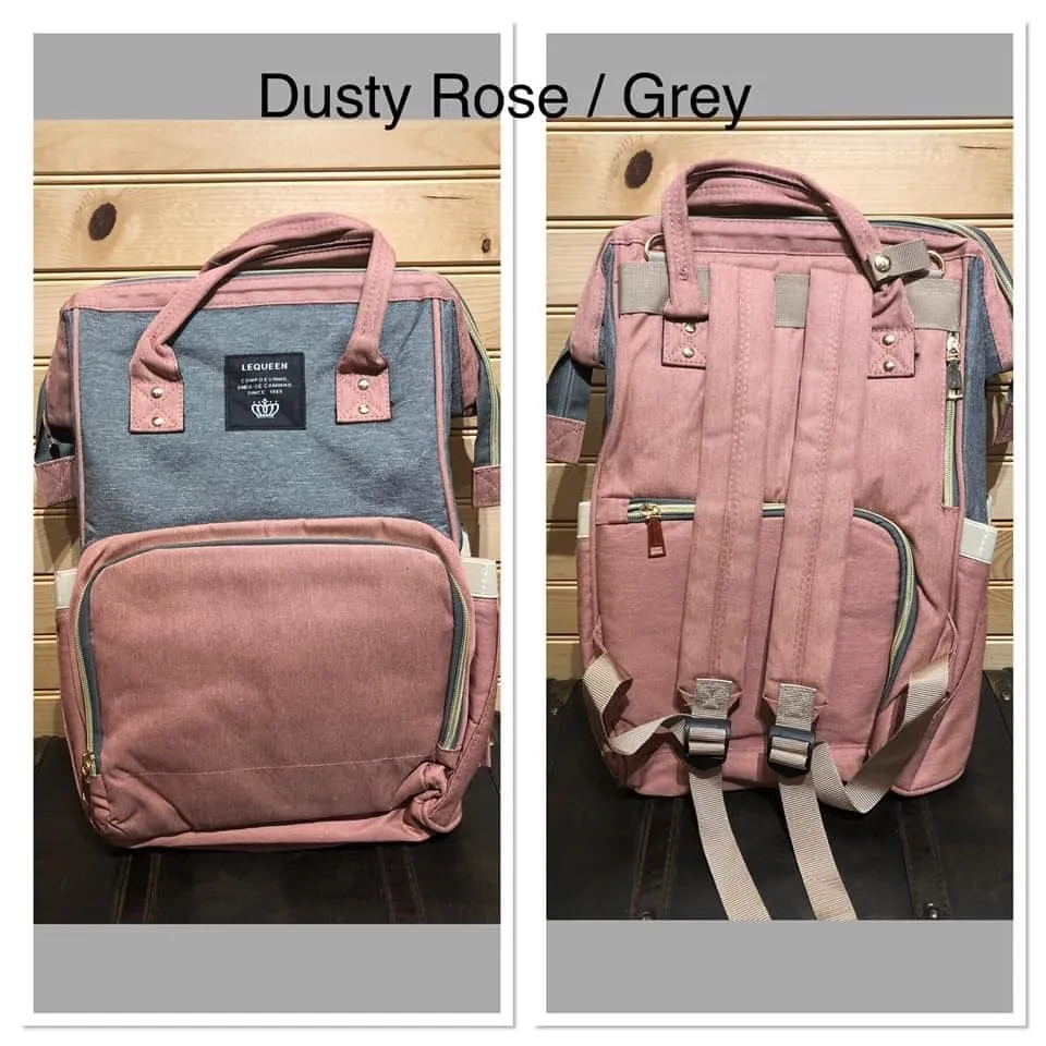 Diaper Backpack - Dusty Rose / Grey