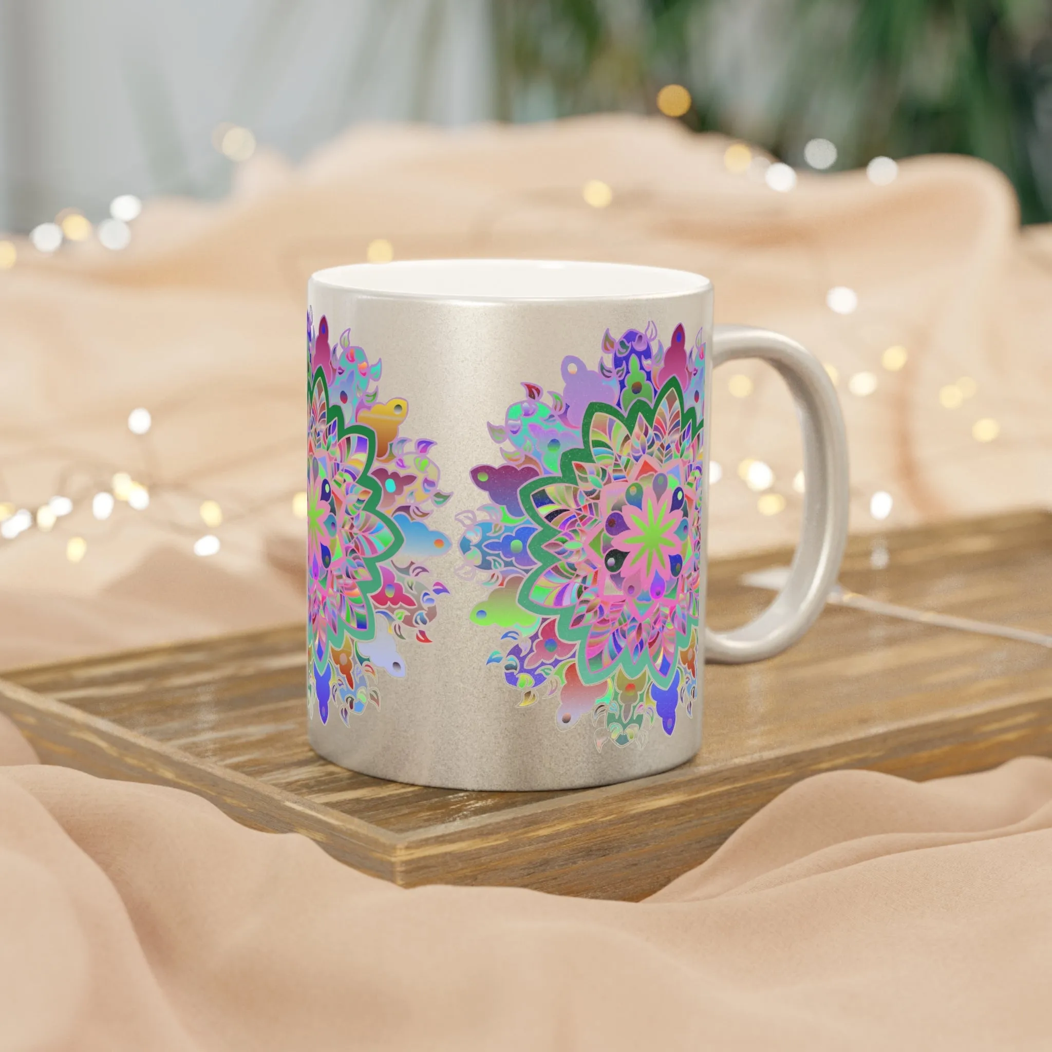 Handmade Mandala Design Metallic Mug - Unique Gift