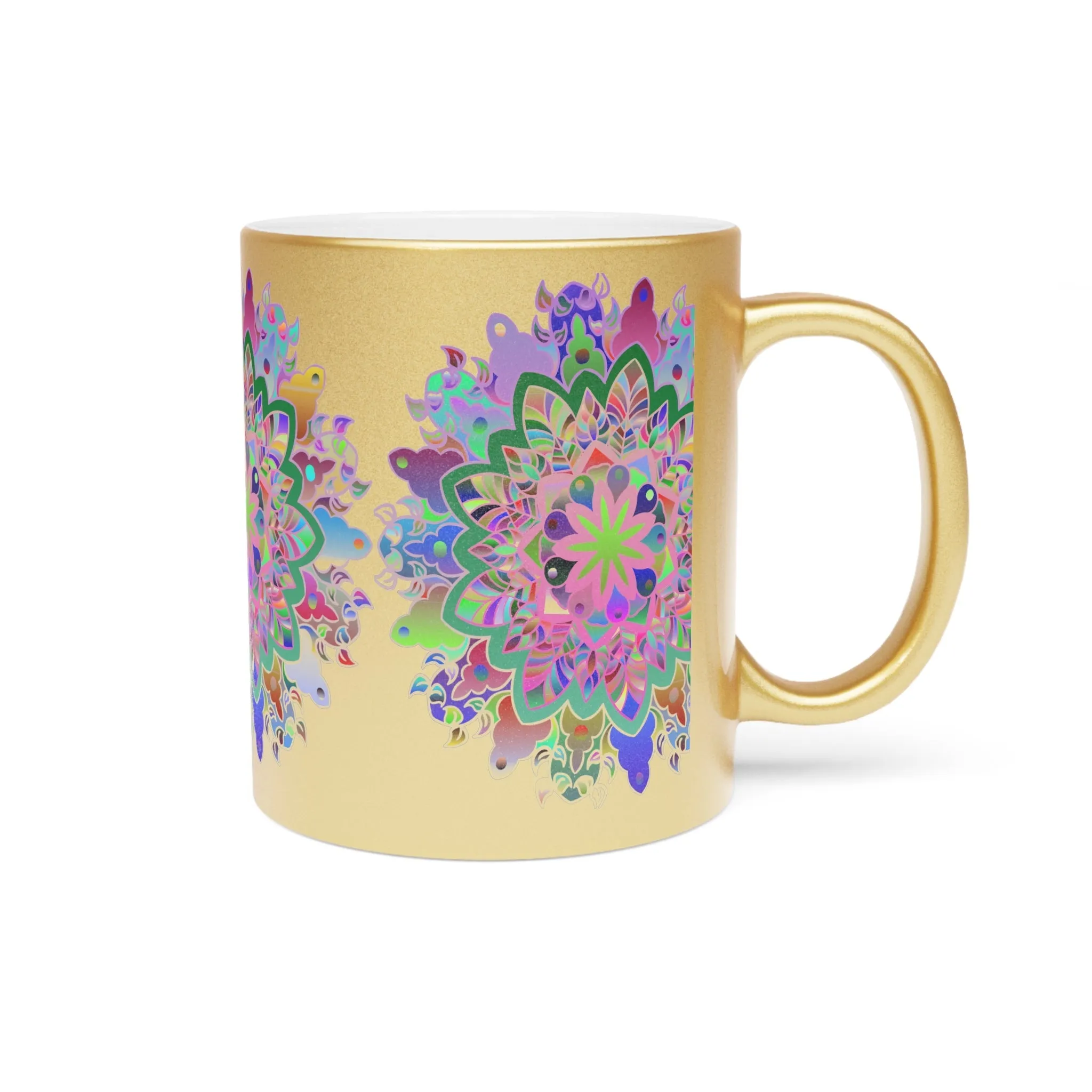 Handmade Mandala Design Metallic Mug - Unique Gift