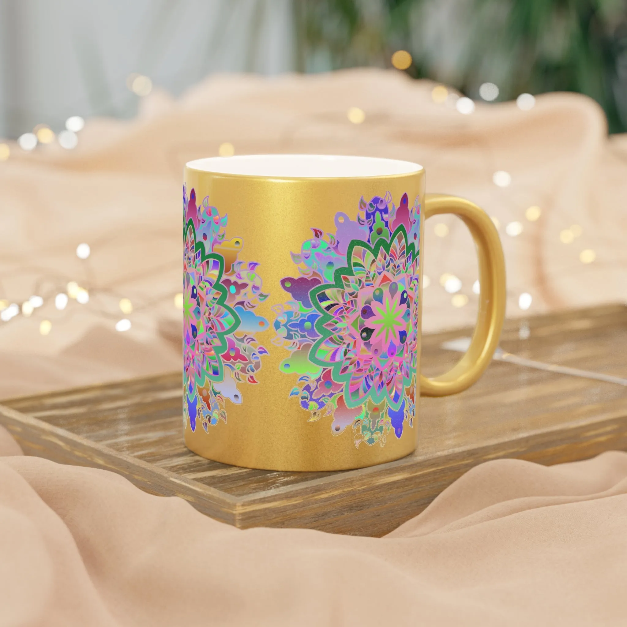 Handmade Mandala Design Metallic Mug - Unique Gift