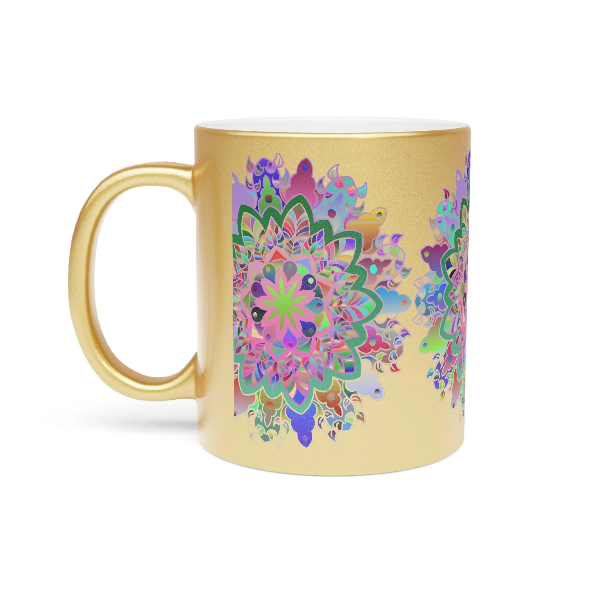 Handmade Mandala Design Metallic Mug - Unique Gift