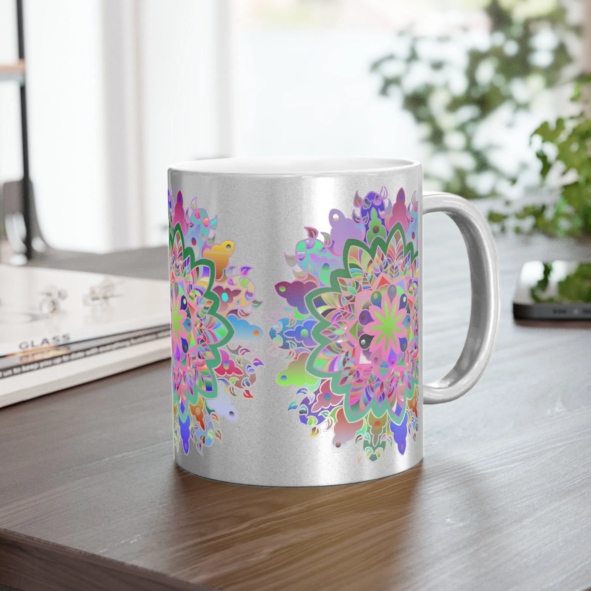 Handmade Mandala Design Metallic Mug - Unique Gift