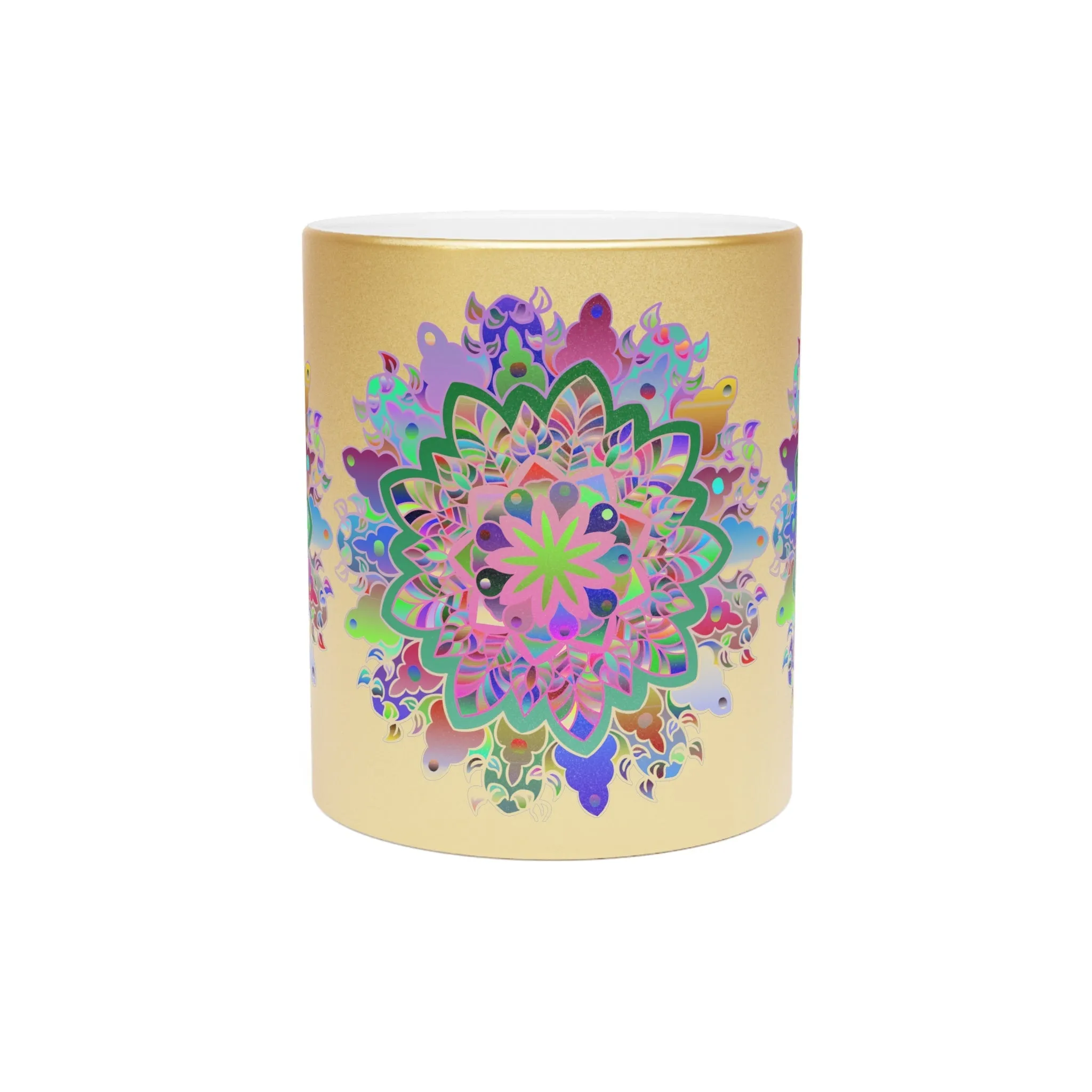 Handmade Mandala Design Metallic Mug - Unique Gift