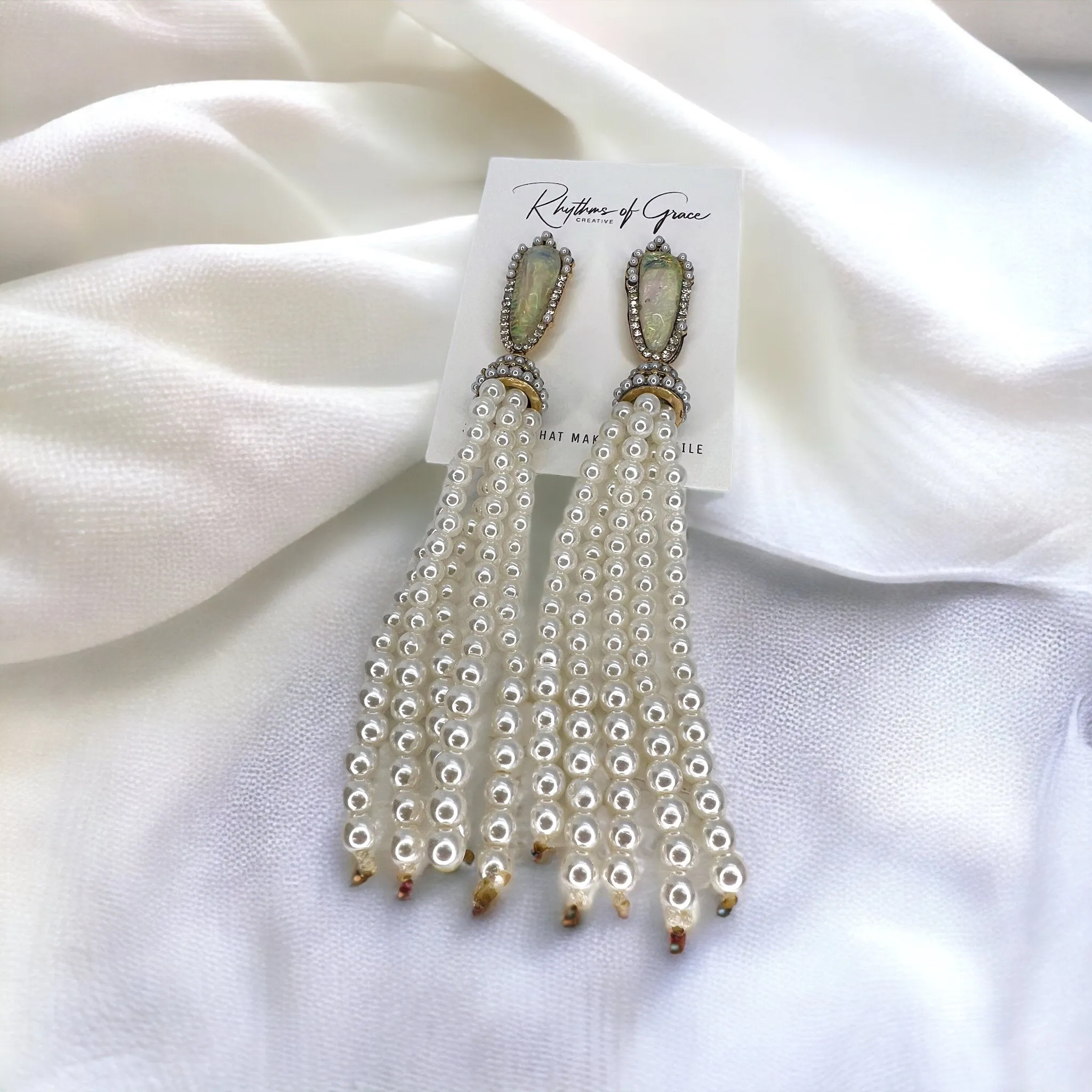 Large Pearl Earrings - Mom Earrings, Rhinestone Earrings, Sassy Accessories, Pearl Accessories