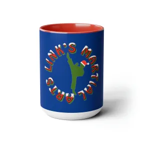 Link's Martial Arts Holiday Logo Two-Tone Coffee Mugs, 15oz