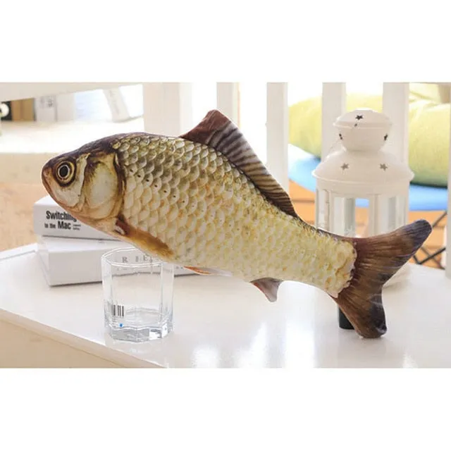 Pet Soft Plush 3D Fish Shape Cat Toy Interactive Gifts Fish Catnip Toys Stuffed Pillow Doll Simulation Fish Playing Toy For Pet