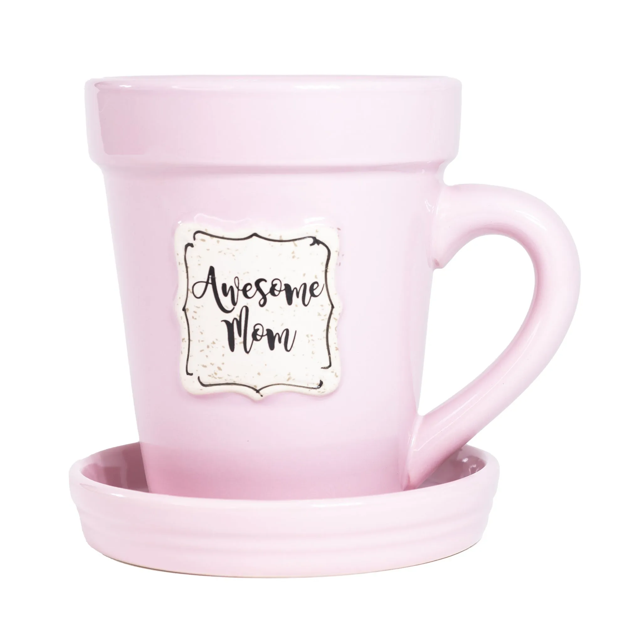 Pink Flower Pot Mug - “Awesome Mom”