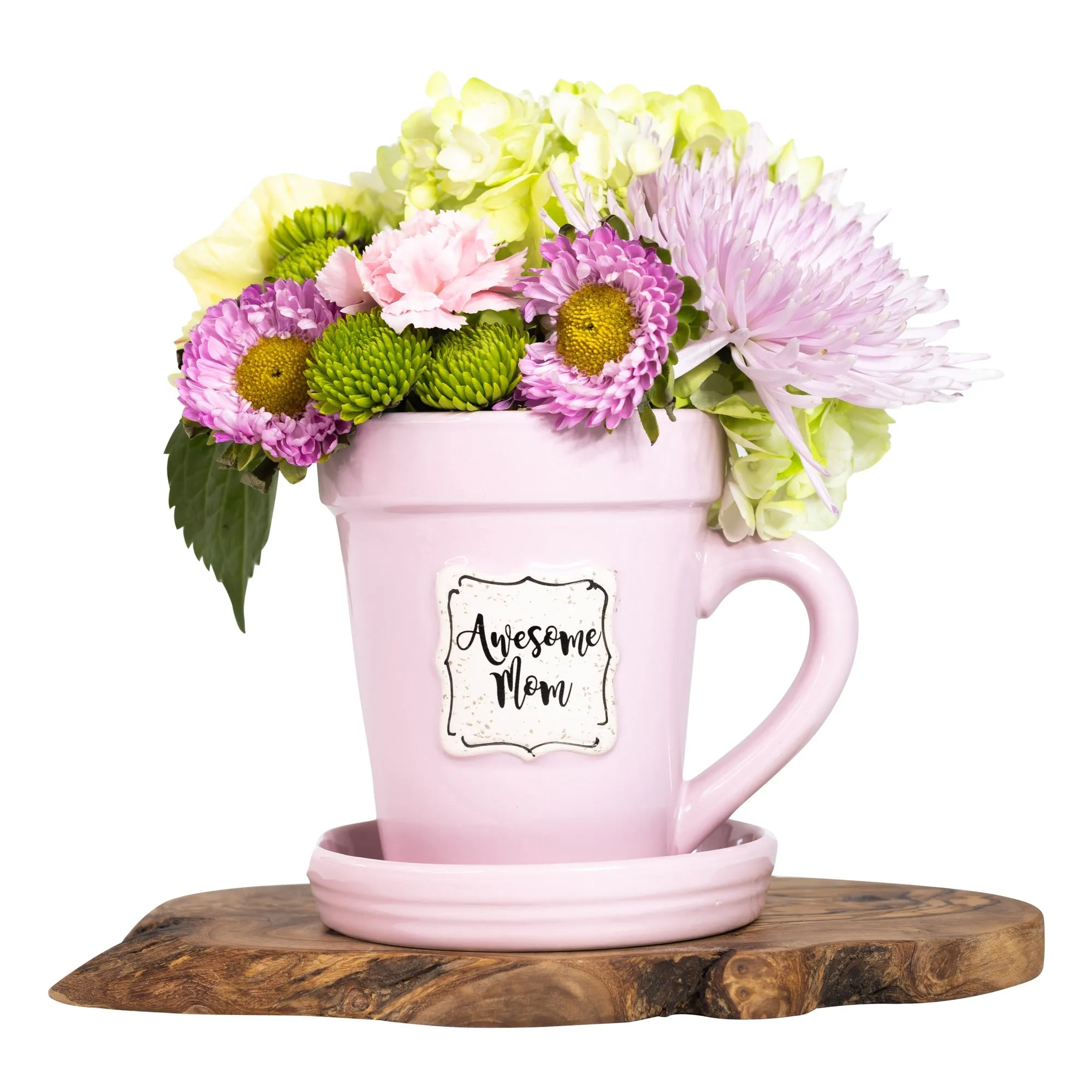 Pink Flower Pot Mug - “Awesome Mom”