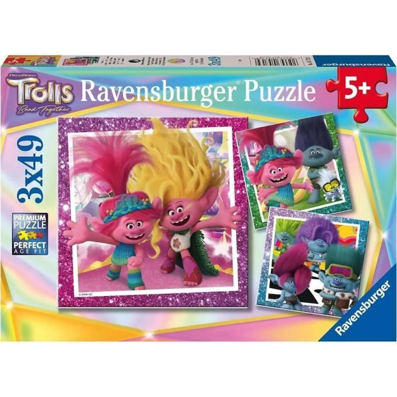 Ravensburger - Trolls 3 - Puzzle enfant 3x49 pièces avec posters inclus blanc - Ravensburger