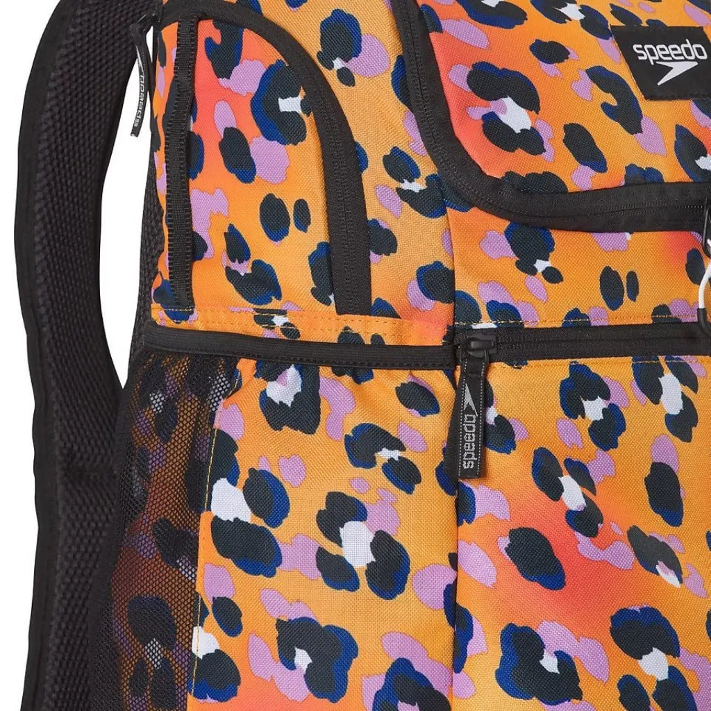 Speedo Printed Teamster Backpack 35L- Cheetah Orange Pop