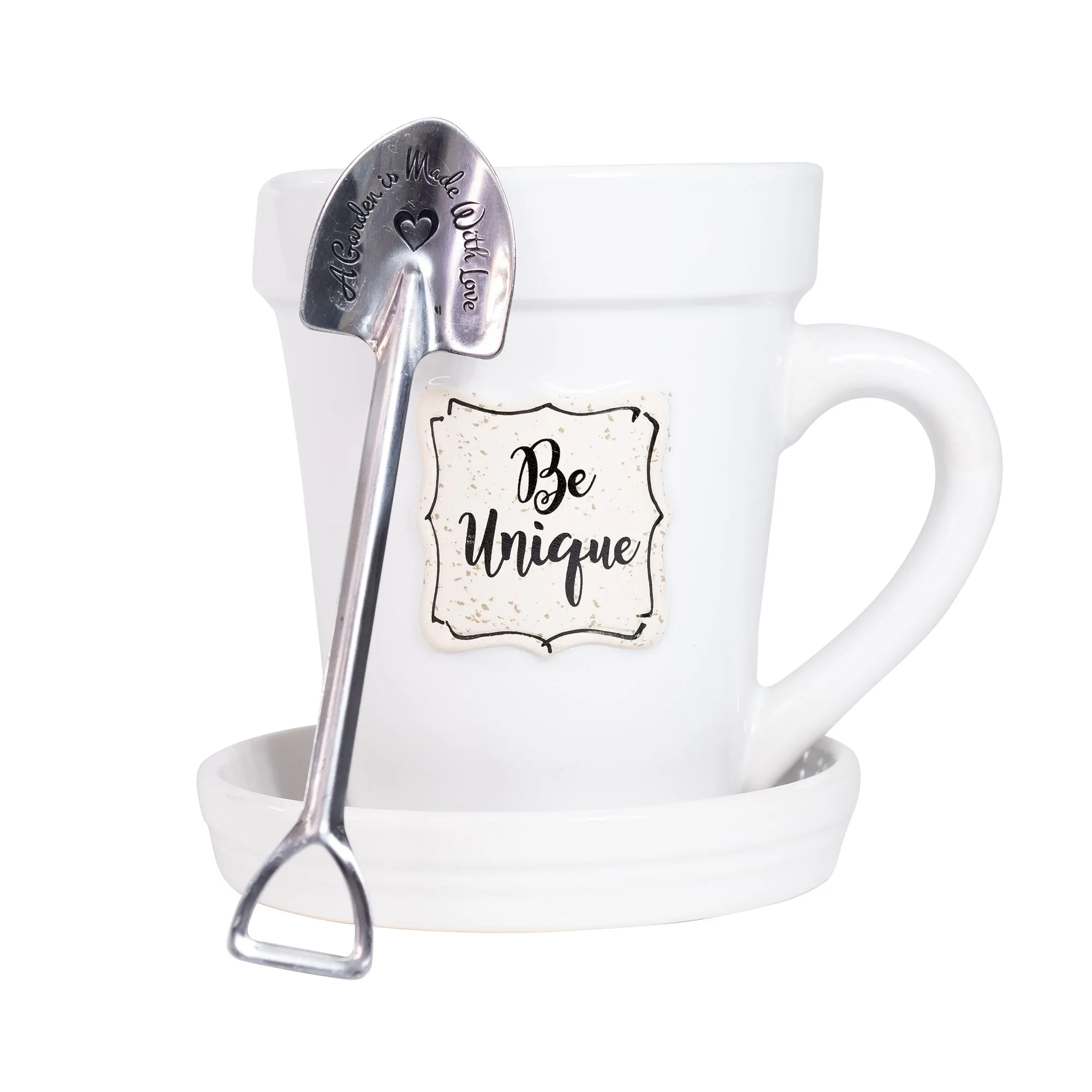 White Flower Pot Mug - “Be Unique” Without Scripture