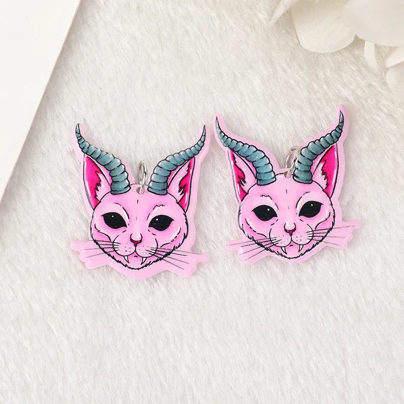 Wholesale 10pcs Acrylic Halloween Cat Claw Cat DIY Earrings Keychain Accessories