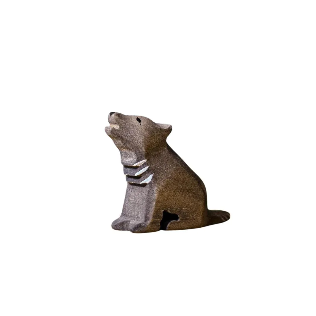 Wooden Wolf Cub Sitting